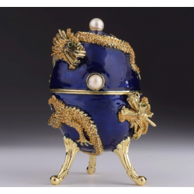 Blue Faberge Egg with Dragon / Шкатулка